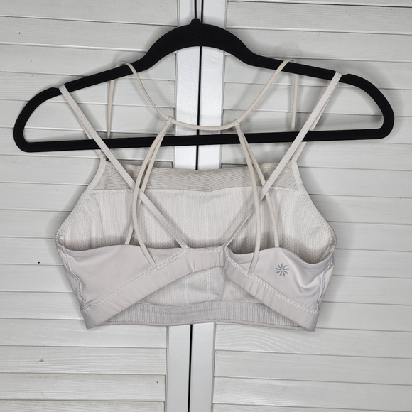 Athleta Powervita Superstrap Strappy Mesh Detail White Sports Bra MEDIUM EUC - Picture 4 of 9